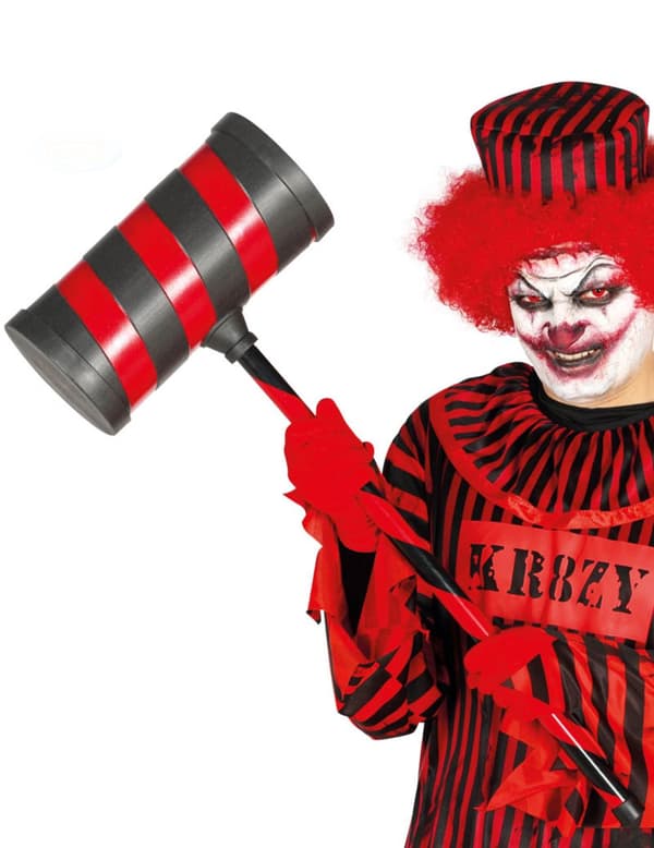 Voksen rød og svart killer clown hammer 79 cm.Size-One size