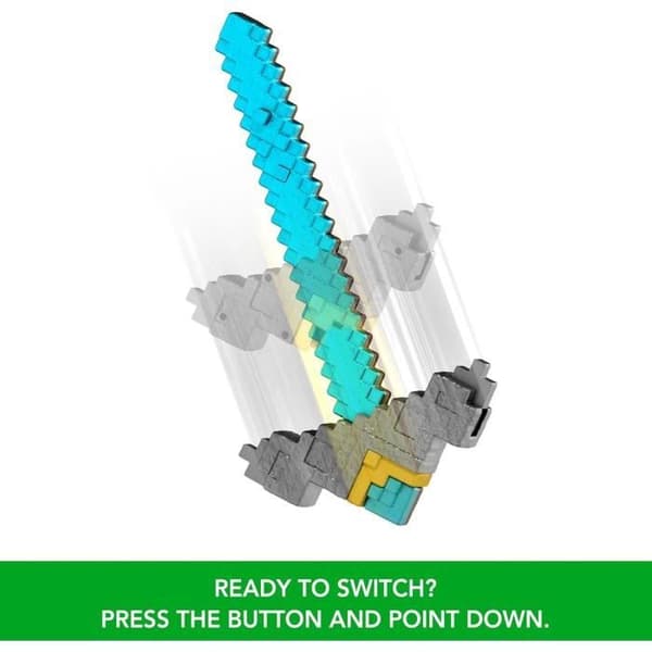 Minecraft Svärd och Spade 2 i 1, tillbehör inspirerat av "Minecraft: Filmen", JFR72 Mattel, rollspel.