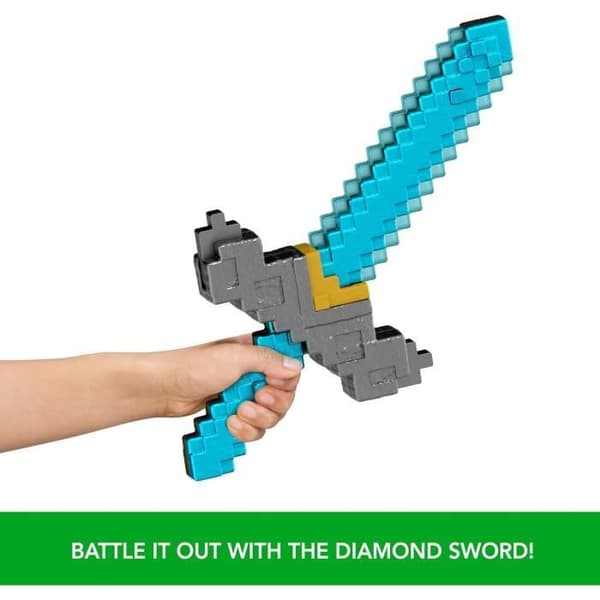 Minecraft Svärd och Spade 2 i 1, tillbehör inspirerat av "Minecraft: Filmen", JFR72 Mattel, rollspel.