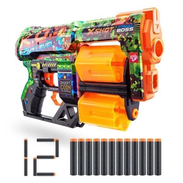 Pilar av dartar - ZURU - X-SHOT Dread - Dubbla roterande pipor - 7 designer - Räckvidd 27 m