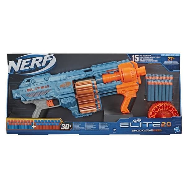 NERF Elite 2.0 Shockwave RD-15 Dart Gun - 30 pilar ingår - Anpassningsbar