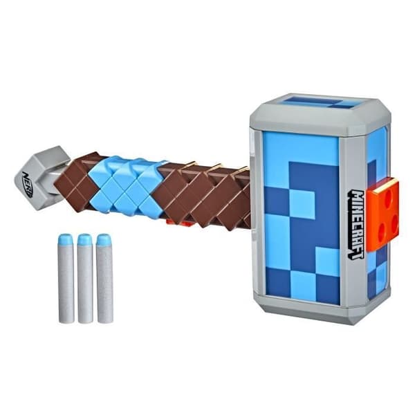 Nerf Minecraft - HASBRO - Stormlander Dart Throwing Hammer - 3 Dart Kapacitet