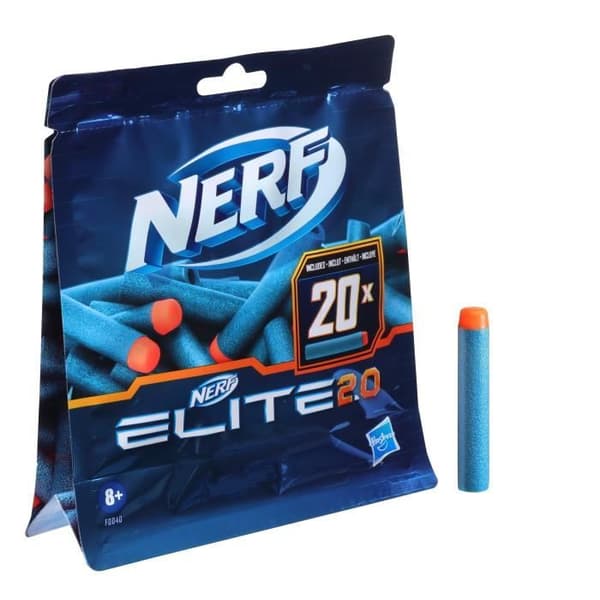 NERF Elite 2.0 Refill av 20 pilar - I officiellt NERF Elite 2.0-skum - kompatibel med NERF Blasters - Från 8 år