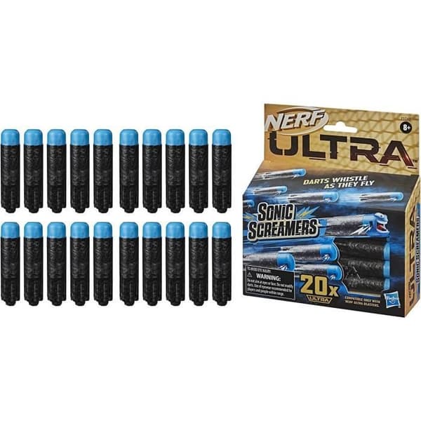 Fléktar - Nerf - Ultra Sonic Screamers - Flerfärgad - 20 fléktar - Svischande i luften