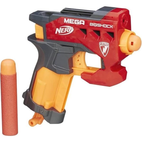 Nerf Mega Bigshock Gun - NERF - Kompakt modell med en räckvidd på över 21 meter - 2 pilar ingår