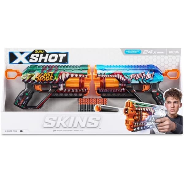 Pack Blasters - ZURU - XSHOT Skins Griefer 2PK - Roterande pipblästrar med 27 meter skott och 24 pilar inkluderade