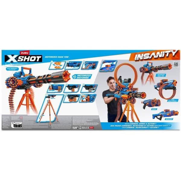Motoriseret blaster - ZURU - X-SHOT Rage Fire - 40 pile - Stativ inkluderet - Rækkevidde 27 m