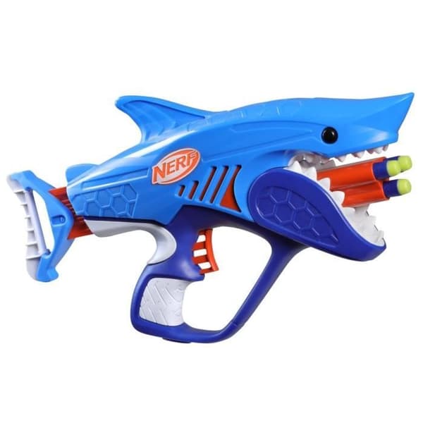 Nerf Junior Wild Sharkfire-blaster, lättanvänd, 8 Nerf Elite-pilar, från 6 år