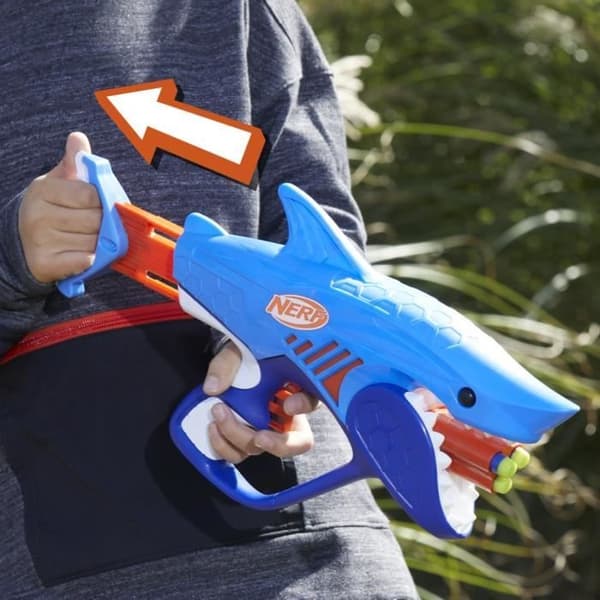Nerf Junior Wild Sharkfire-blaster, lättanvänd, 8 Nerf Elite-pilar, från 6 år