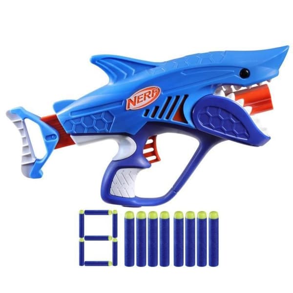 Nerf Junior Wild Sharkfire-blaster, lättanvänd, 8 Nerf Elite-pilar, från 6 år