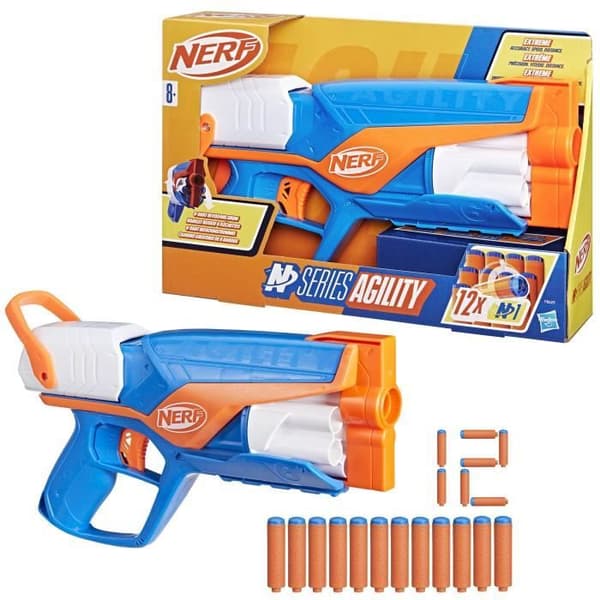 NERF Blaster Agility N-serien, 12 Nerf N1-pile Kun til Nerf N-seriens blastere, 6-pils løb, udendørsspil