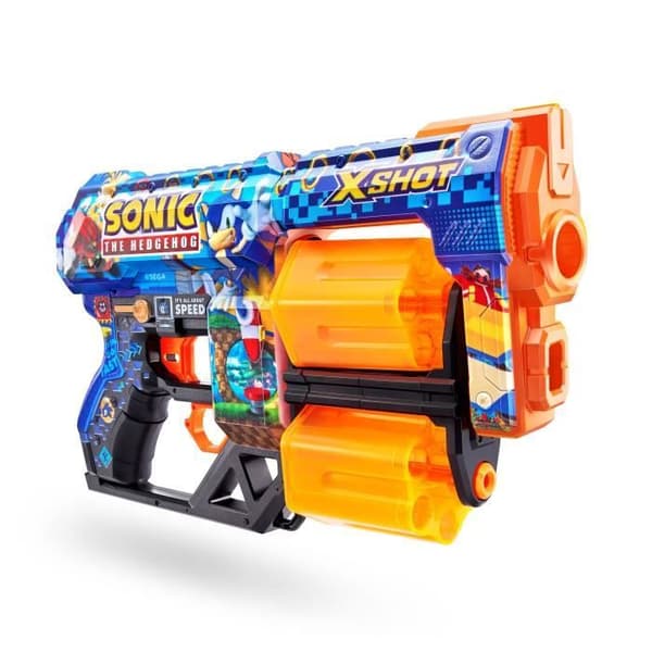 Dartkastare - ZURU - X-SHOT Dread SONIC - Dubbel roterande kanoner - Kapacitet 12 dartpilar - Räckvidd 27 m