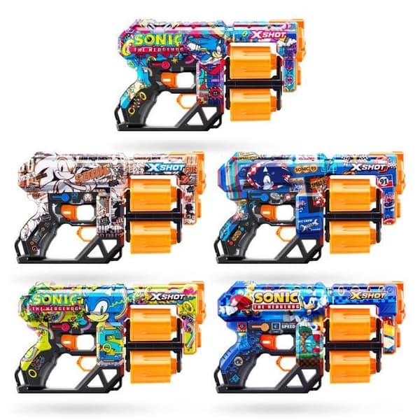 Dartkastare - ZURU - X-SHOT Dread SONIC - Dubbel roterande kanoner - Kapacitet 12 dartpilar - Räckvidd 27 m