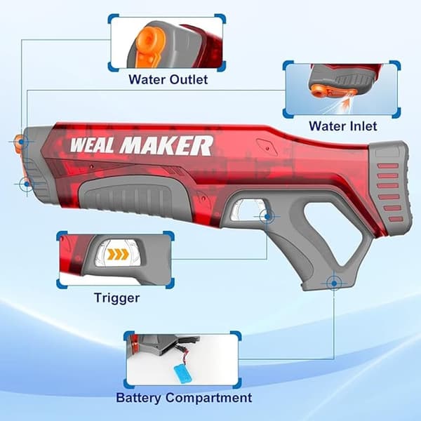 Elektrisk Kraftfull Vattenpistol i flera färger