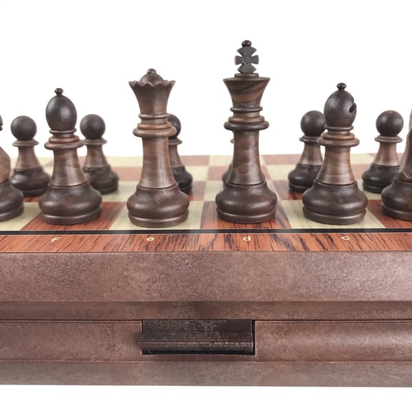 Sjakk sett - Sort/Hvite Brikker 31,5x27,2cm