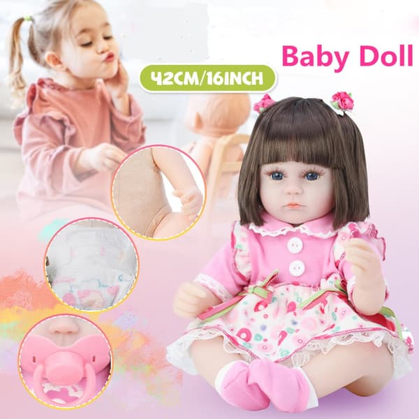 42 cm Baby Doll Håndlavet Silikone Vinyl Dukker Rolleleg Legetøj Gave + Stofdragt + Brystvorte + Ble