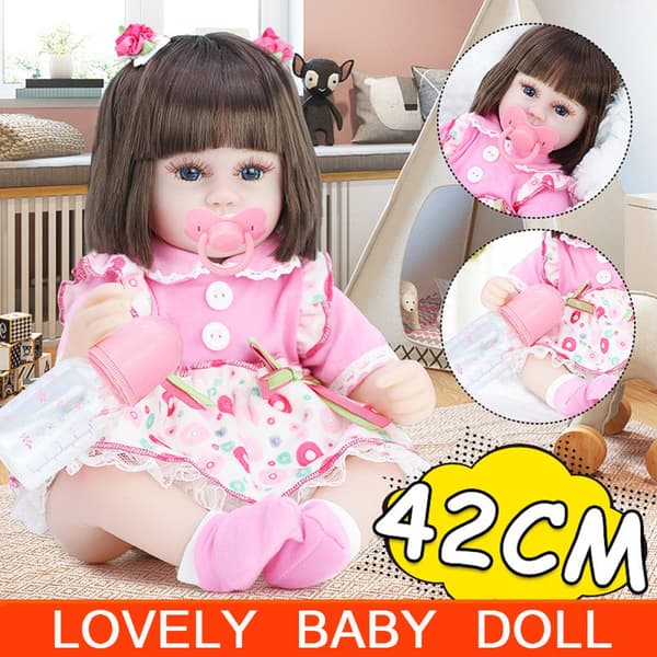 42 cm Baby Doll Håndlavet Silikone Vinyl Dukker Rolleleg Legetøj Gave + Stofdragt + Brystvorte + Ble