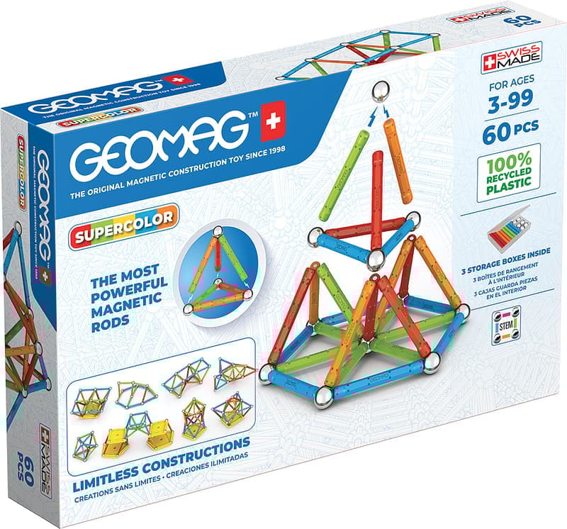 Geomag Supercolor Panels Återvunnet magnetiskt byggset 60 delar