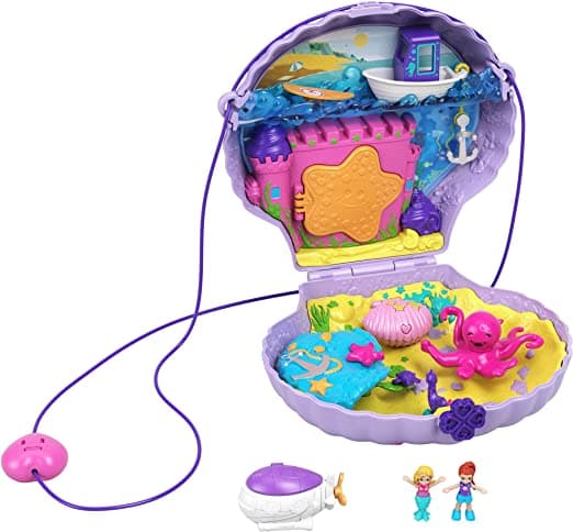 Polly Pocket GNH11 - Polly Pocket Clam Light Pocket, bärbar väska med Polly och lila på undervattensäventyr, ålder 4 år