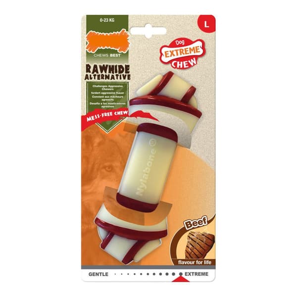 Hund Bidering Nylabone Rawhide Knude Størrelse L Nylon Oksekød