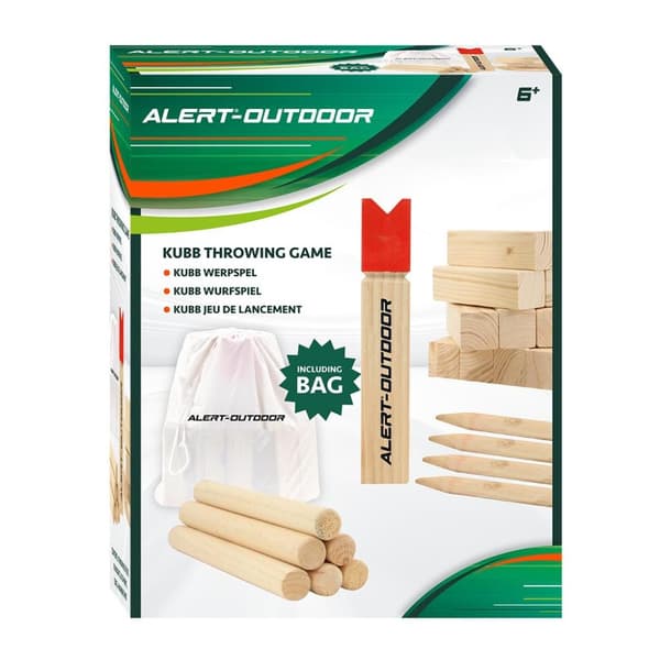 Alert Outdoor Kubb Træ Kastespil + Opbevaringspose