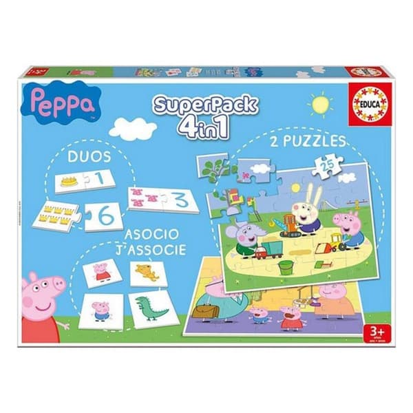 Utbildningsspel Peppa Pig SuperPack 4 in 1 Educa