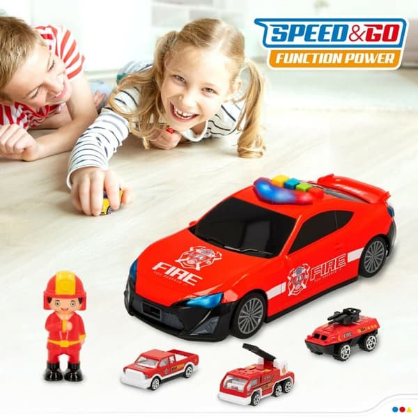Fordonsspel Speed & Go Ljus Ljud Brandman 1:64 (4 antal)