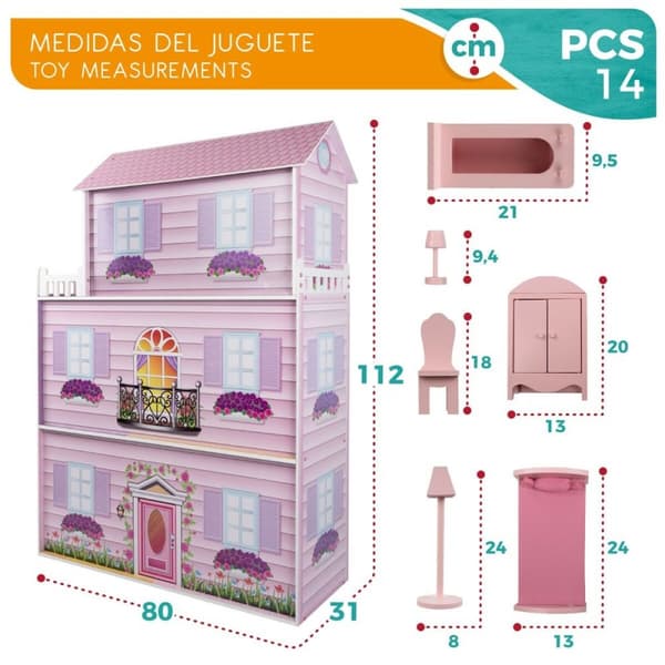 Dockhus Play & Learn 14 Delar 80 x 112 x 31 cm