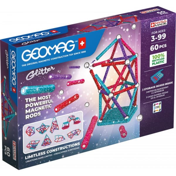Geomag Glitter Recycled -magneettirakennussarja, 60 osaa