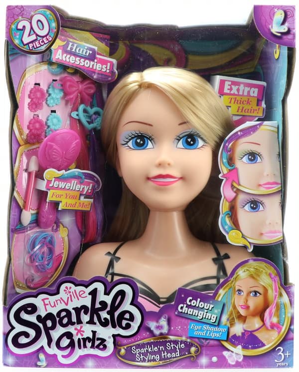 SPARKLE GIRLZ styling head with color changing eyes, 10029/10097
