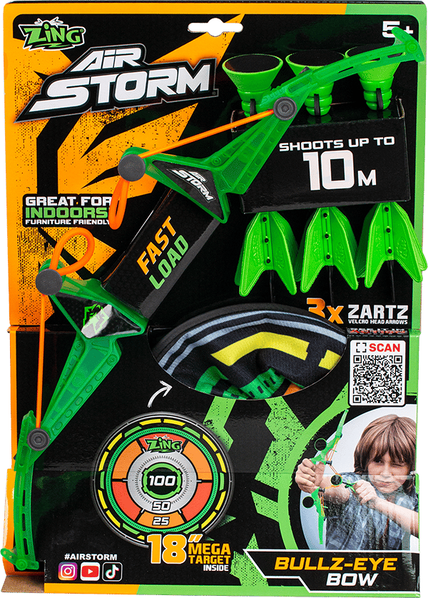 ZING arrows with trigger and target Air Storm Bullz Eye, assort., AS200