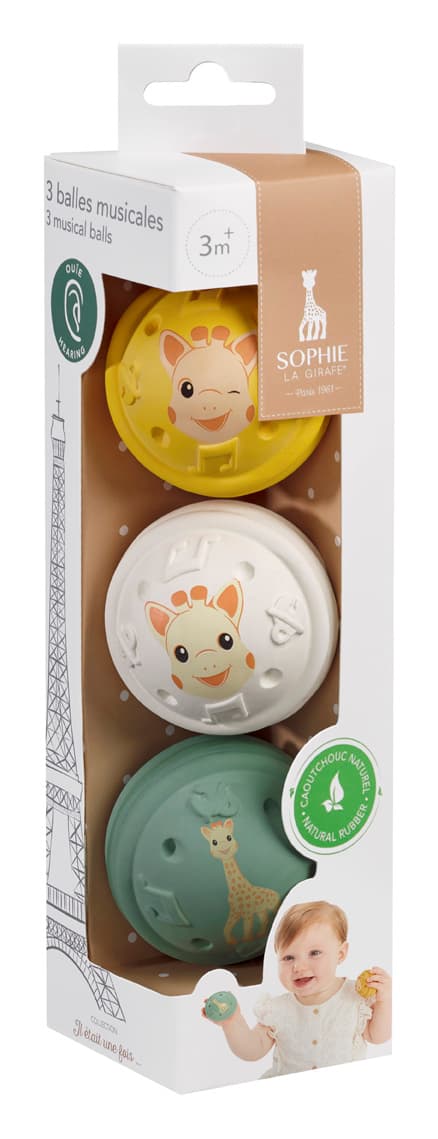 VULLI Sophie la girafe 3 musical balls - HEARING, 3m+, 010504