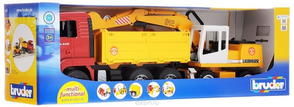 BRUDER MAN TGA Dump Truck and Liebherr Excavator, 02751
