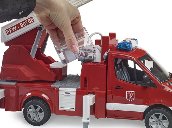 BRUDER MB Sprinter fire service with turntable ladder, pump and light & sound module, 02673