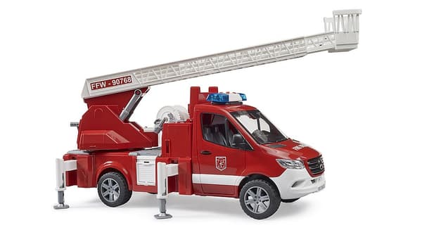 BRUDER MB Sprinter fire service with turntable ladder, pump and light & sound module, 02673