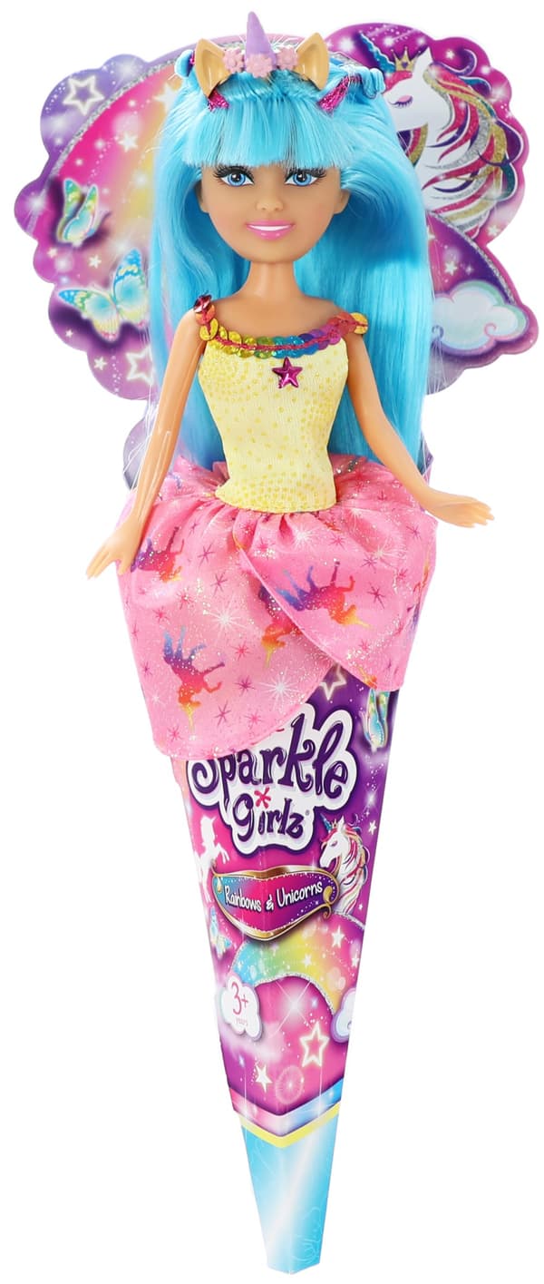 SPARKLE GIRLZ doll in cone Rainbow Unicorn, assort, 10092BQ2