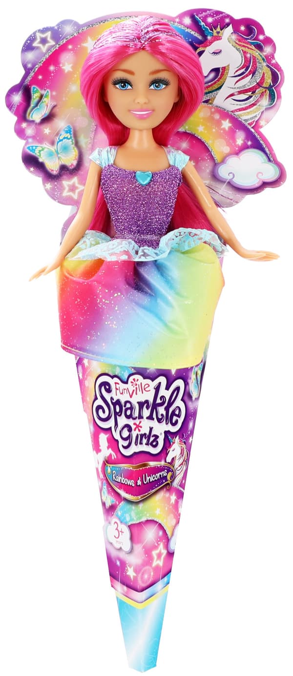 SPARKLE GIRLZ doll in cone Rainbow Unicorn, assort, 10092BQ2