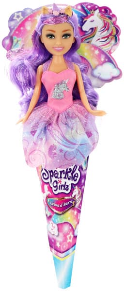 SPARKLE GIRLZ doll in cone Rainbow Unicorn, assort, 10092BQ2