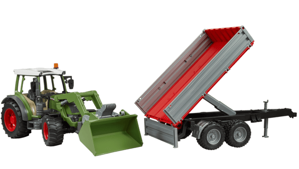 BRUDER 1:16 Fendt Vario 211 tractor with frontloader and tipping trailer, 02182