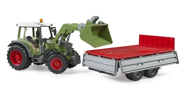 BRUDER 1:16 Fendt Vario 211 tractor with frontloader and tipping trailer, 02182