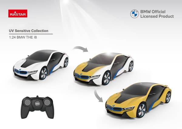 RASTAR RC car 1:24 BMW i8-UV Sensitive Collection, 48400-4