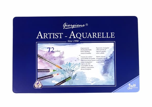Set of 72 Watercolor Pencils Metal Container