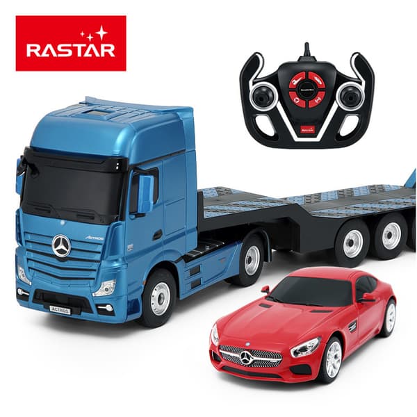 RASTAR truck with car RC Mercedes-Benz Actros Red/Yellow/Silver, 74940