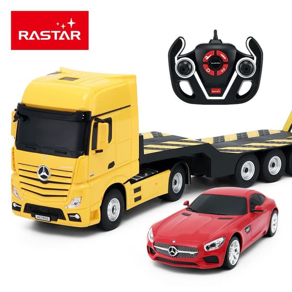RASTAR truck with car RC Mercedes-Benz Actros Red/Yellow/Silver, 74940