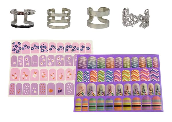 Kynsien maalaussetti Glitter Nail Lakka Tarrarenkaat