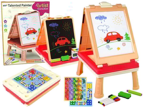 3-i-1 bord dobbeltsidet kinesisk pink spillebord