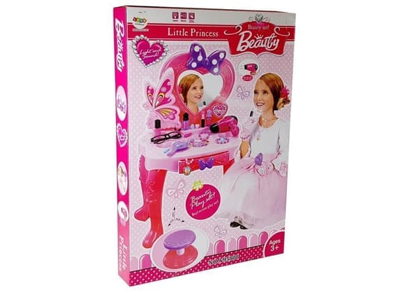 Beauty Set peilipöytä tytöille peilillä, äänellä, valolla ja jakkaralla