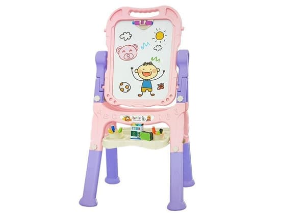 Magnetisk tavle 2-i-1 pink og lilla tilbehør