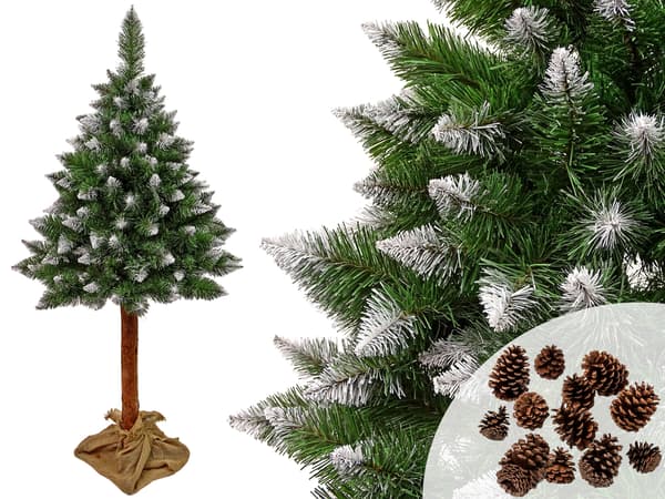 3D Diamond Pine Julgran på en stam 180cm, Glitter Snow