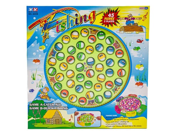 Familjespel - fiske, fiske - 5 fiskespön, 45 fiskar